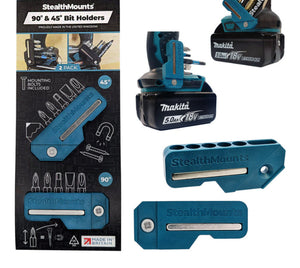 StealthMount BH-MK-4590-BLU 45° & 90° Magnetic Bit Holder for Makita CXT, LXT & XGT Tools (2 Pack) Teal