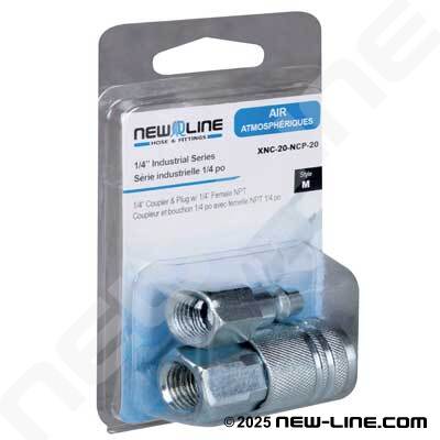New Line XNC - 20 - NCP - 20 1/4" INDUSTRIAL X 1/4" FNPT COUPLER & NIPPLE - Mississauga Hardware Centre Inc