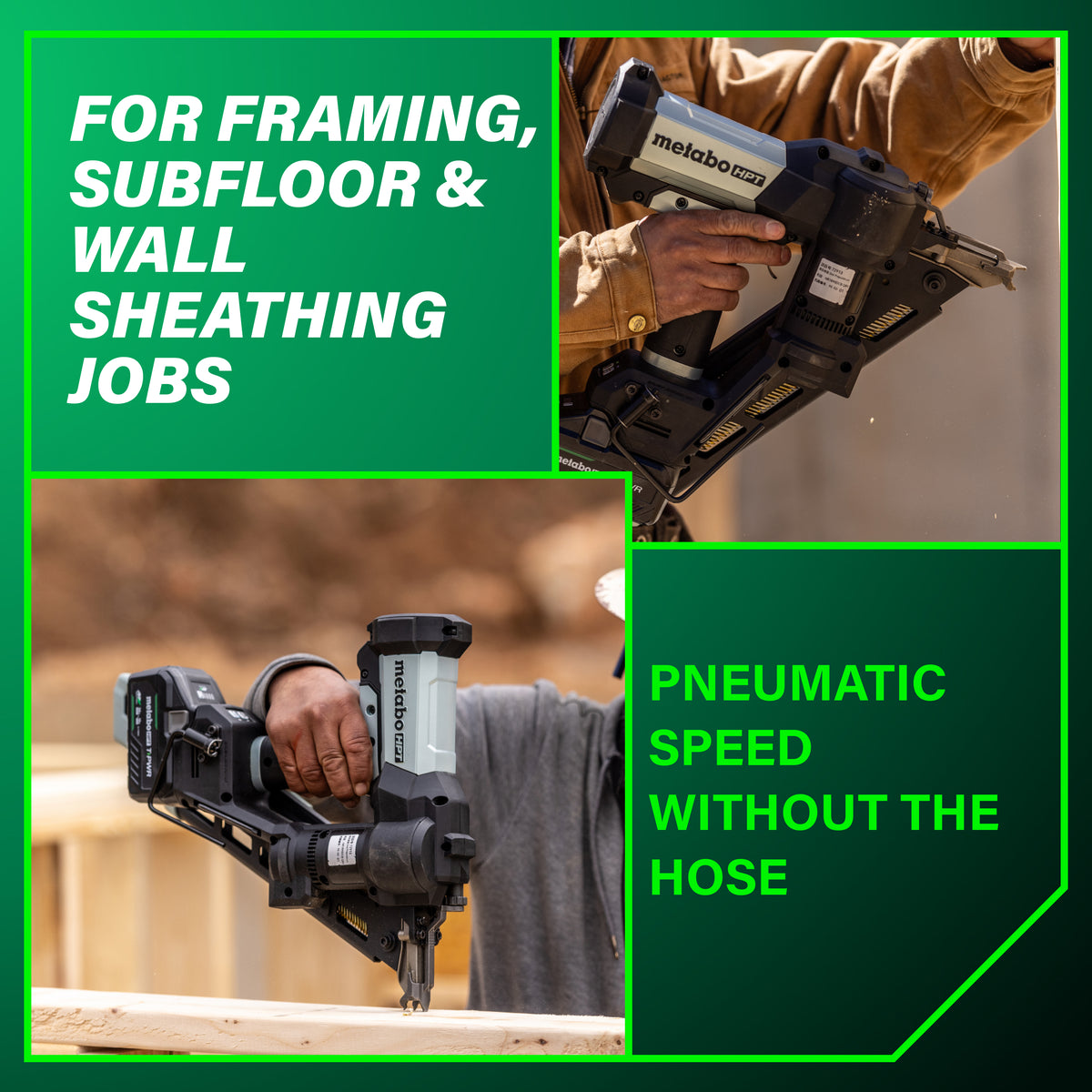 metabo HPT NR1890DCBQRY 18V 30° Cordless Pneumatic 3-1/2" Framing Nailer (1 x 10Ah T-PWR Tabless Battery)