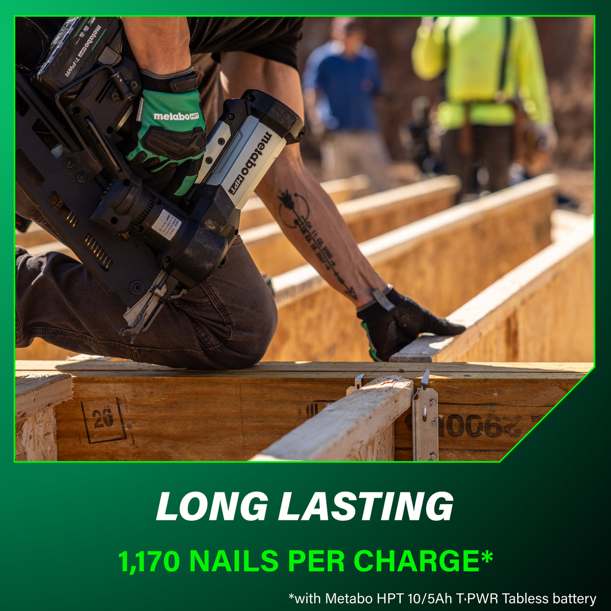 metabo HPT NR1890DCBQRY 18V 30° Cordless Pneumatic 3-1/2" Framing Nailer (1 x 10Ah T-PWR Tabless Battery)