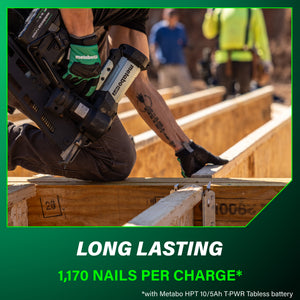 metabo HPT NR1890DCBQRY 18V 30° Cordless Pneumatic 3-1/2" Framing Nailer (1 x 10Ah T-PWR Tabless Battery)