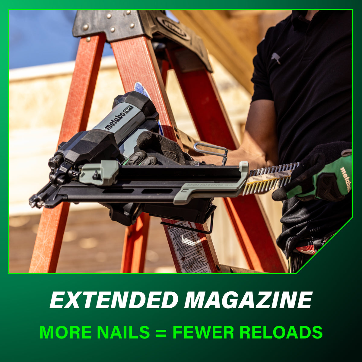 metabo HPT NR1890DCBQRY 18V 30° Cordless Pneumatic 3-1/2" Framing Nailer (1 x 10Ah T-PWR Tabless Battery)
