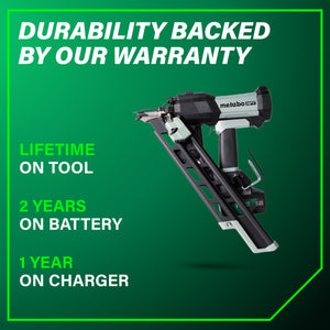 metabo HPT NR1890DCBQRY 18V 30° Cordless Pneumatic 3-1/2" Framing Nailer (1 x 10Ah T-PWR Tabless Battery)