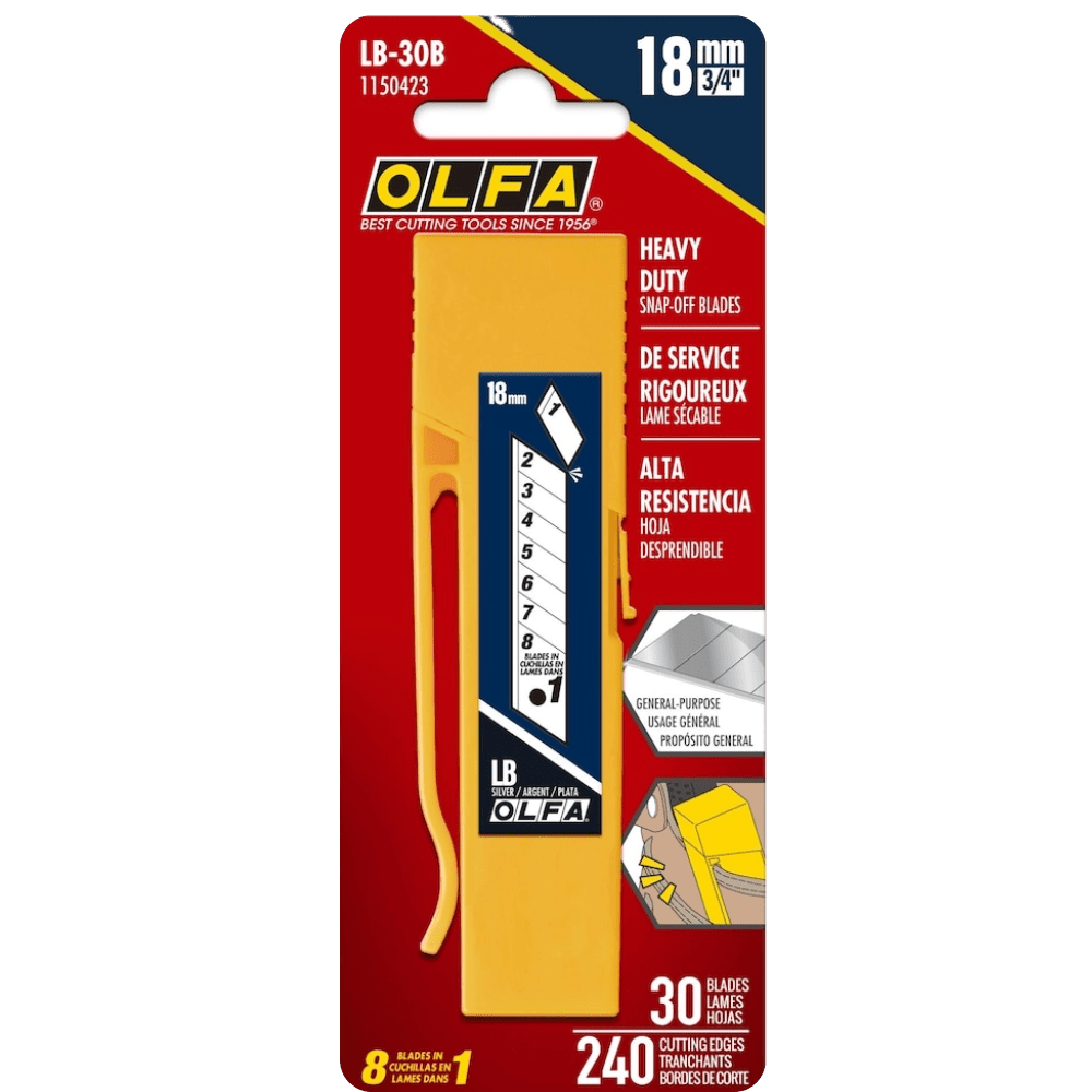 OLFA 1150423 18mm LB Silver Snap Blade - 30 Pack - Mississauga Hardware Centre Inc