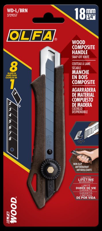 OLFA 18mm WD - L Wood Composite Ratchet Lock Utility Knife - Mississauga Hardware Centre Inc