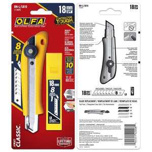 OLFA BN - L/LB10 18mm Heavy - Duty Snap - Off Utility Knife with 10 - Pack Silver Snap - Off Blades - Mississauga Hardware Centre Inc