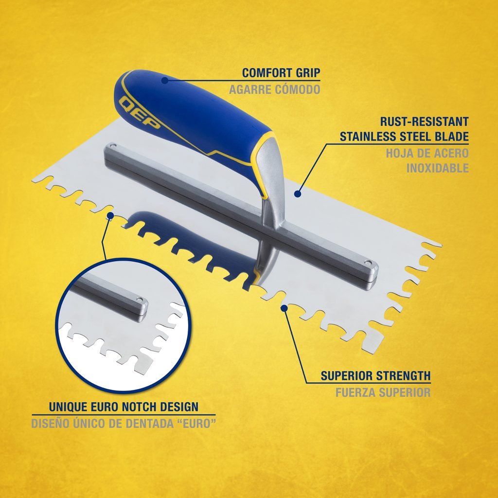 QEP 49918 - 12 Euro Notch Comfort Grip Trowel - Mississauga Hardware Centre Inc
