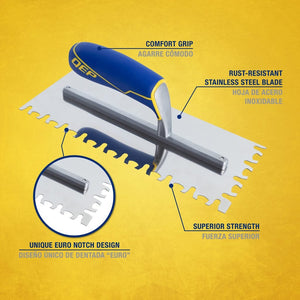 QEP 49918 - 12 Euro Notch Comfort Grip Trowel - Mississauga Hardware Centre Inc