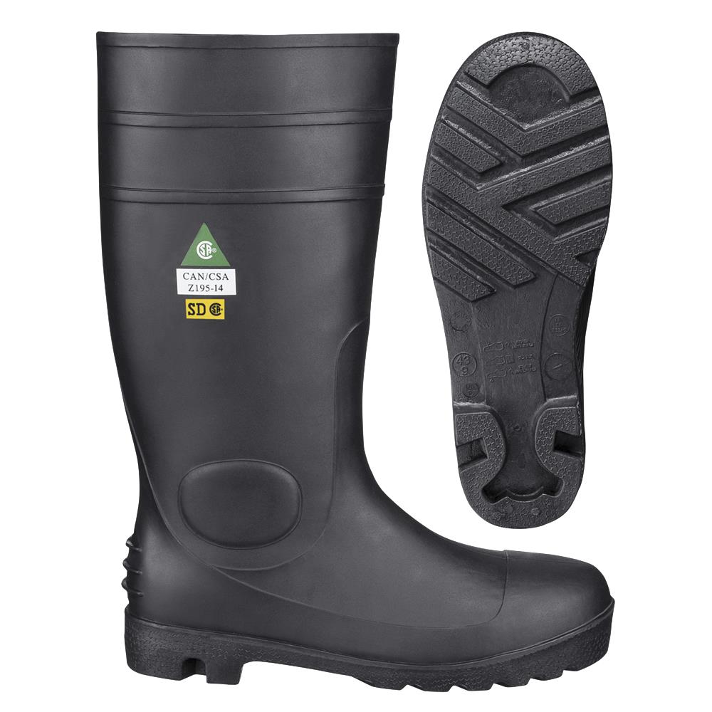 Pioneer Black PVC Steel Toe/Plate  Rubber Boots