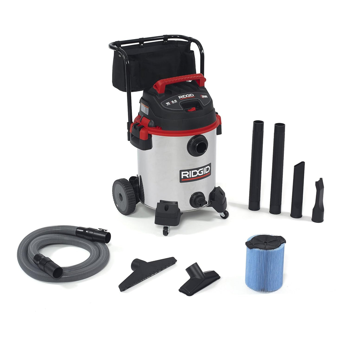 Ridgid 1610RV 16 Gallon Stainless Steel Wet/Dry Vac with Cart - Mississauga Hardware Centre Inc