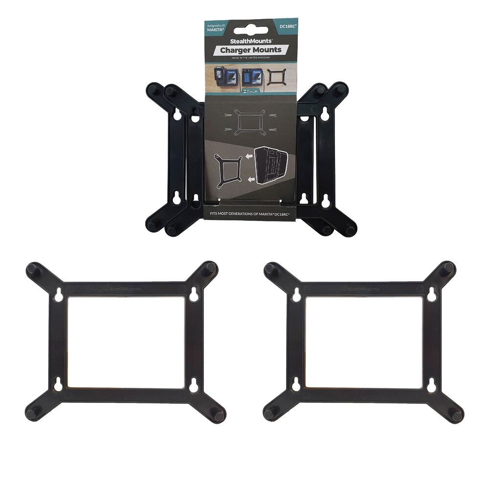 StealthMount CMC-MK-S Charger Mounts for Makita DC18RC (2 Pack) Black