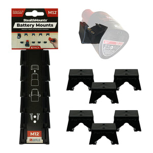 StealthMount BM-MW12-BLK-6 Battery Mounts for Milwaukee M12 (6 Pack) Black