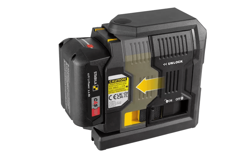 STABILA Cross - Line Laser LAX 500 G, 12 V System, 7 - Piece Set, with Rechargeable Battery and Charger - Mississauga Hardware Centre Inc