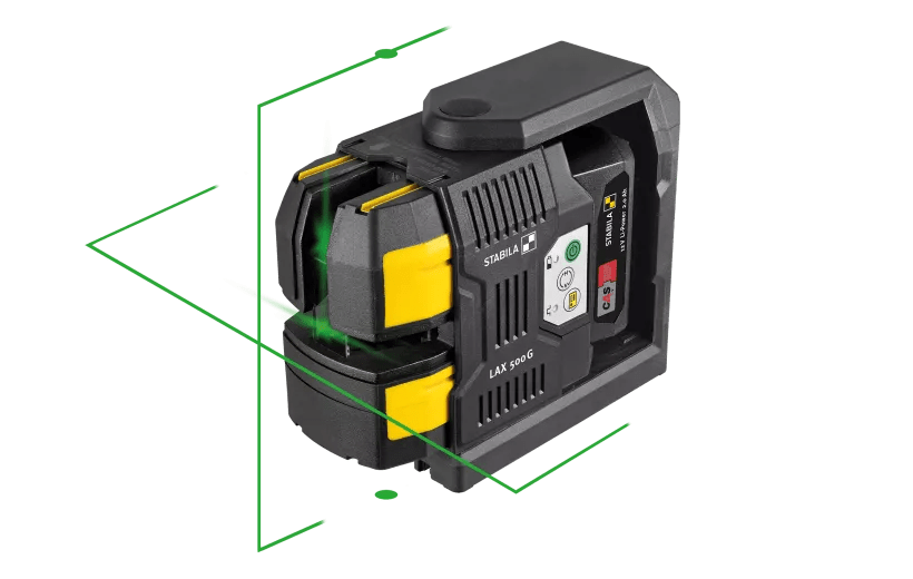STABILA Cross - Line Laser LAX 500 G, 12 V System, 7 - Piece Set, with Rechargeable Battery and Charger - Mississauga Hardware Centre Inc