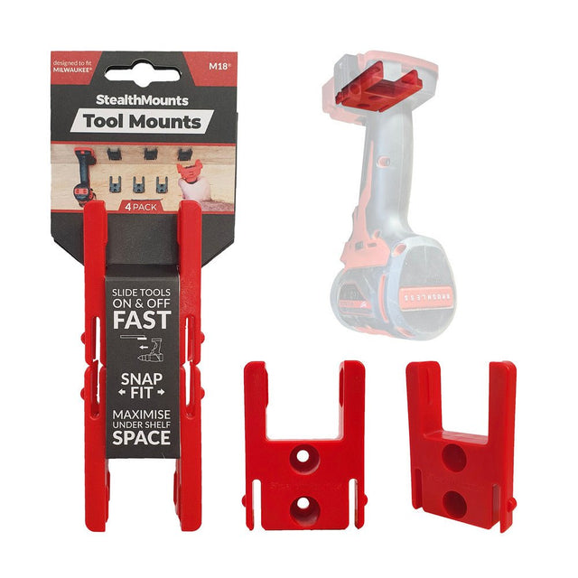 StealthMount - TM - MW18 - RED - 4 - Tool Mount for Milwaukee M18 Tools - Mississauga Hardware Centre Inc