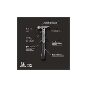 STILETTO TIB14RMC TIBONE 14oz Milled Titanium Framing Hammer - Mississauga Hardware Centre Inc