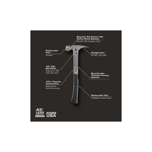 STILETTO TIB14RSC TIBONE 14oz Smooth Titanium Framing Hammer - Mississauga Hardware Centre Inc