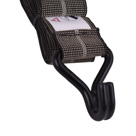 Stinson Cargo 406133 Tie Down Flat Stretch Strap with J - Hooks 2in x 48in Black - Mississauga Hardware Centre Inc