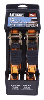 Stinson Cargo 406171 2Pk Tie Down Ratchet Strap 1in x 12ft 600lb - Mississauga Hardware Centre Inc