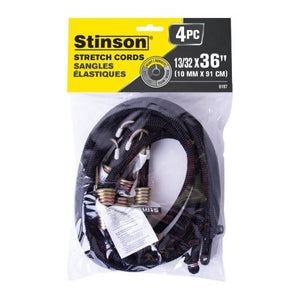 Stinson Cargo 406197 4PK Heavy Duty Tie Down Bungee Stretch Cord 10mm x 36in - Mississauga Hardware Centre Inc