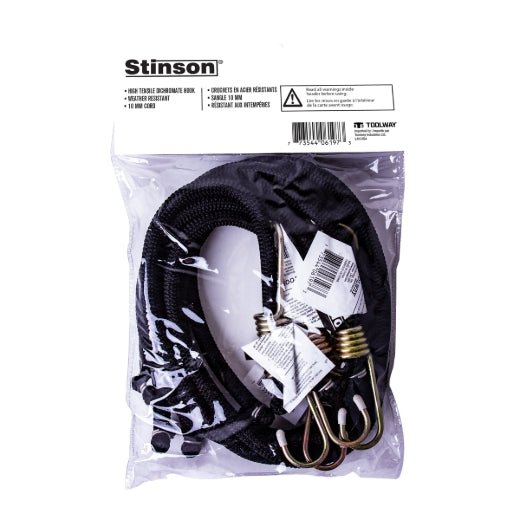 Stinson Cargo 406197 4PK Heavy Duty Tie Down Bungee Stretch Cord 10mm x 36in - Mississauga Hardware Centre Inc