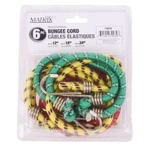 Stinson Cargo 739039 6PK Tie Down Braided Bungee Stretch Cord Assorted - Mississauga Hardware Centre Inc