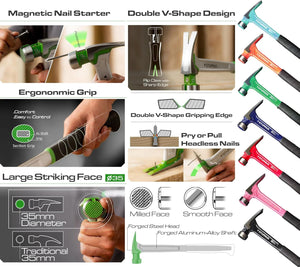 Sturnus Green Velocity Rip Claw Hammer – 13oz, Short Handle, Smooth Face - Mississauga Hardware Centre Inc