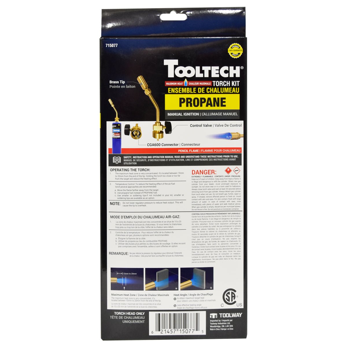Tooltech 715077 HAZ Manual Torch Kit Propane 14.1oz - Mississauga Hardware Centre Inc