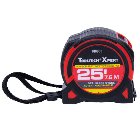 Tooltech Stainless steel Tape Measure 25ft (7.5m) x 1in Metric/Imperial Double Sided - Mississauga Hardware Centre Inc