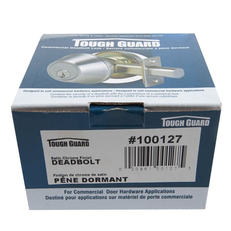 Toolway 100127 DEADBOLT SINGLE CYLINDER SATIN CHROME (COMMERCIAL) - Mississauga Hardware Centre Inc