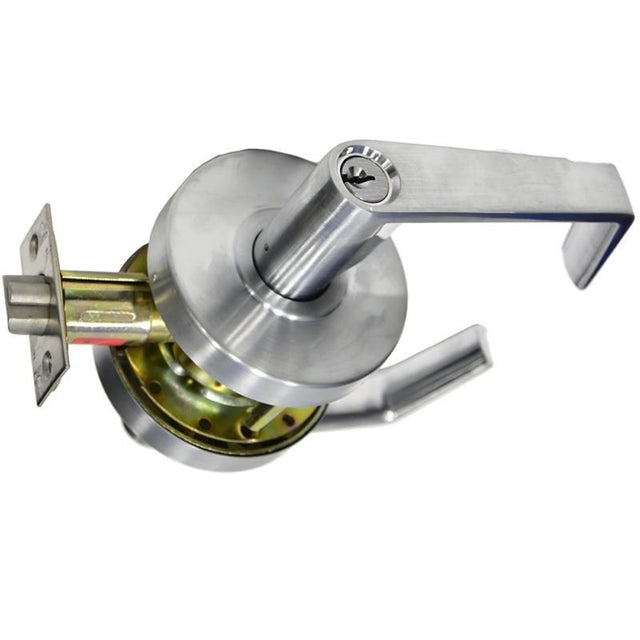Toolway 100880 DOOR LOCK LEVER SET ENTRY SATIN CHROME (COMMERCIAL) BENT HANDLE - Mississauga Hardware Centre Inc