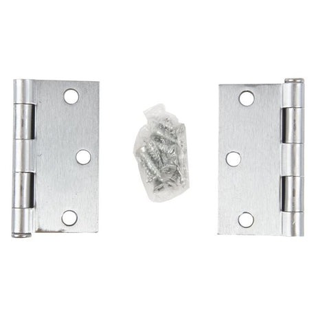 Toolway 100923 2PC DOOR HINGE 3IN X 3IN X 2MM SQUARE CORNER BRUSHED STAINLESS STEEL - Mississauga Hardware Centre Inc