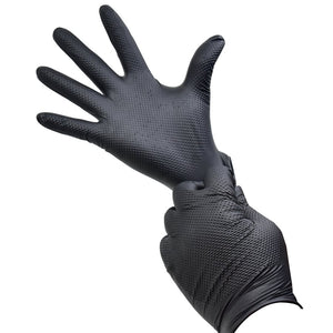 Toolway 50PK Nitrile Gloves 8 Mil Black Diamond Grip Latex Free - Mississauga Hardware Centre Inc