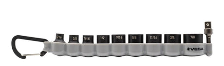 VEGA 216M10CB 3/8 Sq Dr MM Impact Socket Set w/ Carabiner - 10pc - Mississauga Hardware Centre IncVega216M10CB