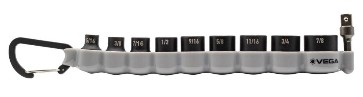 VEGA 216SA10CB 3/8 Sq Dr SAE Impact Socket Set w/ Carabiner - 10pc - Mississauga Hardware Centre IncVega216SA10CB