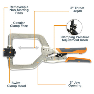 BORA BR-G060202 Auto Adjustable 3-Inch C Clamp