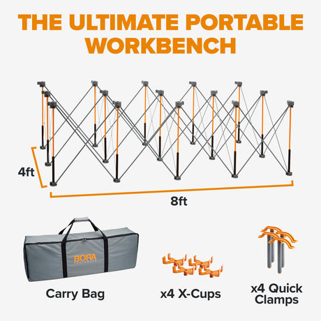 BORA CK15S Centipede 4ft x 8ft x 30in Unit, 4 X-Cups, 4 Clamps, C/S Bag