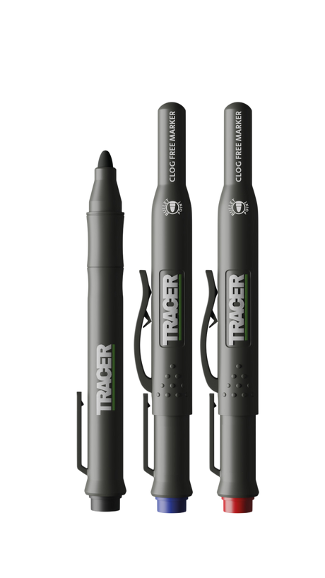 Three Tracer  markers on a white background