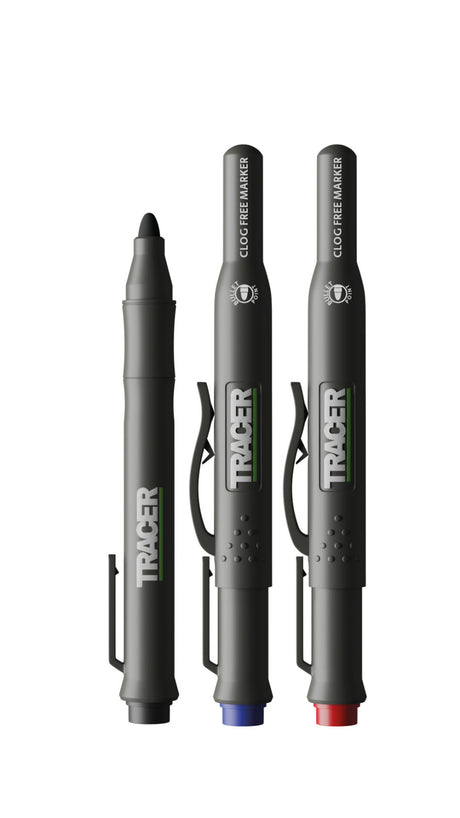 TRACER ACF-MK3 3pc Clog Free Marker Kit w/ 1x Black, 1x Blue, 1x Red Clog Free Marker & Site Holsters