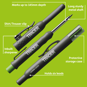 TRACER AMK1 Deep Hole Construction Pencil w/ Replacement Lead set