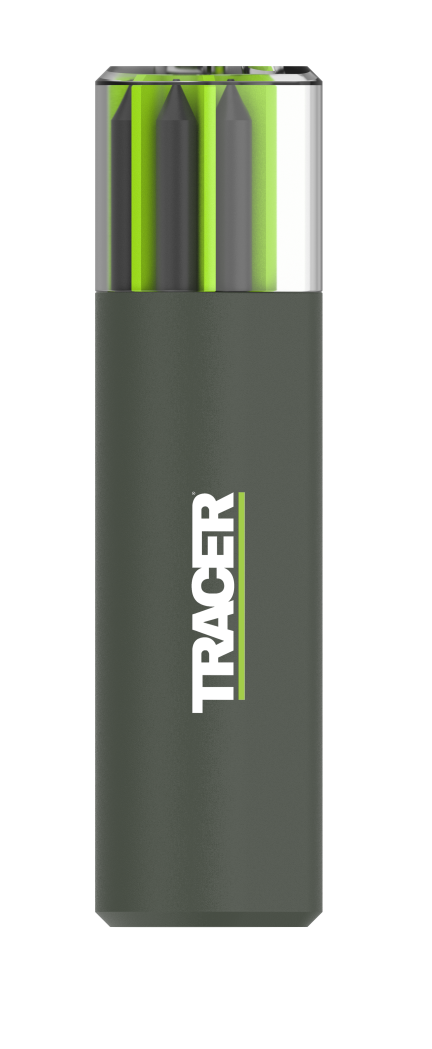 Green and silver pen with 'Tracer' branding on a white background
