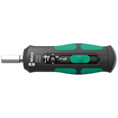 Wera 05075810001 7510 Kraftform Safe - Torque Speed Torque screwdriver, 1 - 3 Nm, 1/4in x 1.0 Nm x 1.5 Nm x 2.0 Nm x 2.5 Nm x 3.0 Nm x 147.5 mm - Mississauga Hardware Centre Inc