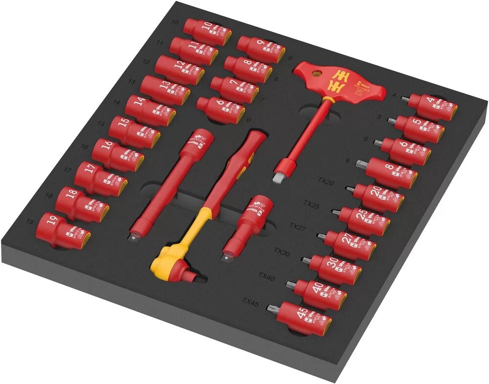 WERA 9726 Foam insert 8007 B VDE Zyklop VDE ratchet set 1, 3/8", 28 pieces - Mississauga Hardware Centre Inc