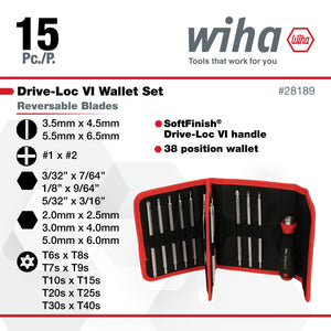 WIHA 28189 15 Piece Drive - Loc VI Wallet Set - Mississauga Hardware Centre IncWiha ToolsWIHA-28189