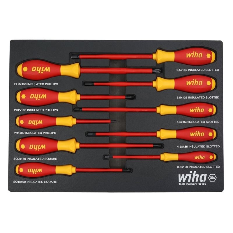 WIHA 32080 10 PIECE INSULATED SOFTFINISH CUSHION GRIP SCREWDRIVER TRAY SET - Mississauga Hardware Centre Inc