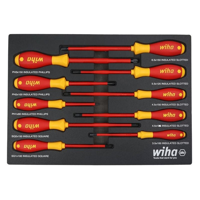 WIHA 32080 10 PIECE INSULATED SOFTFINISH CUSHION GRIP SCREWDRIVER TRAY SET - Mississauga Hardware Centre Inc