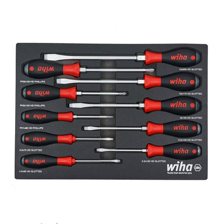 WIHA 53180 10 PIECE SOFTFINISH HEAVY DUTY CUSHION GRIP SCREWDRIVER TRAY SET - Mississauga Hardware Centre Inc