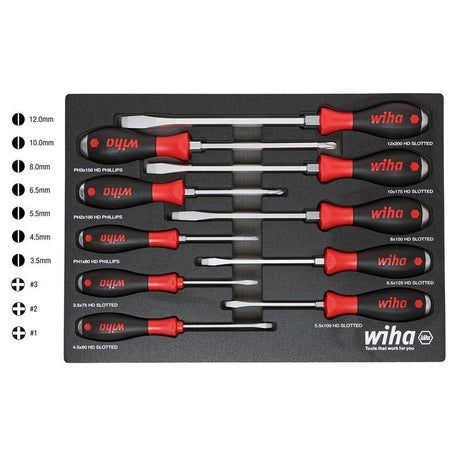 WIHA 53180 10 PIECE SOFTFINISH HEAVY DUTY CUSHION GRIP SCREWDRIVER TRAY SET - Mississauga Hardware Centre Inc