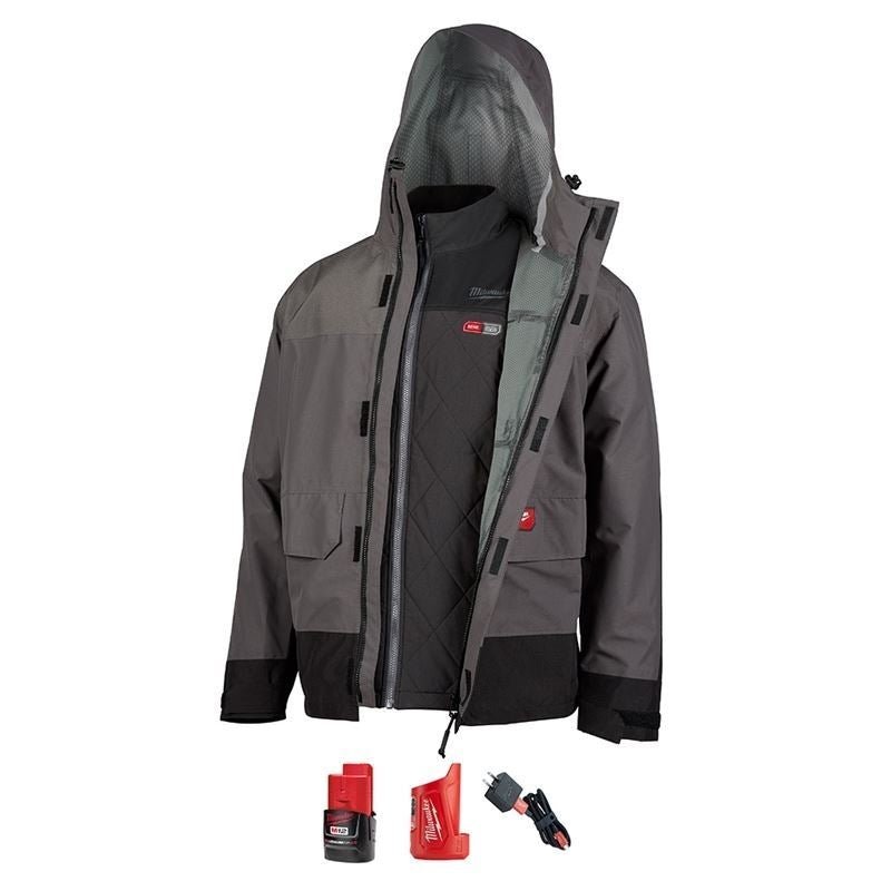 203RN - 21 M12 12 Volt Lithium - Ion Cordless Heated AXIS Layering System with HYDROBREAK Rainshell Kit XL (Gray) - Mississauga Hardware Centre Inc