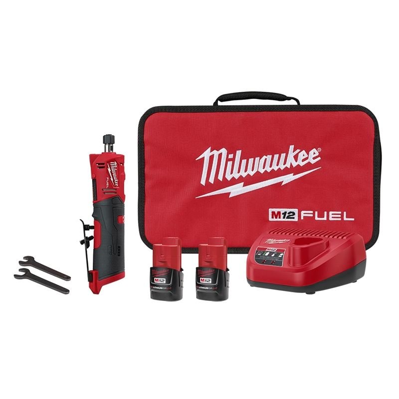 2486 - 22 M12 FUEL 12 Volt Lithium - Ion Brushless Cordless Straight Die Grinder Two Battery Kit - Mississauga Hardware Centre Inc